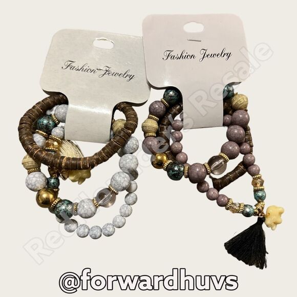 Bundle Sale 3 for $15 | 2 Sets of Fashion Stretch Bracelets - Picture 1 of 8